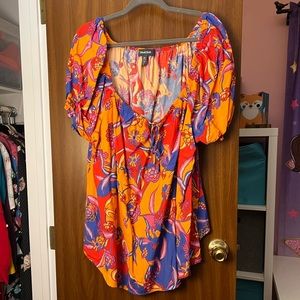 Vibrant ModCloth babydoll top, size 2X, NWOT